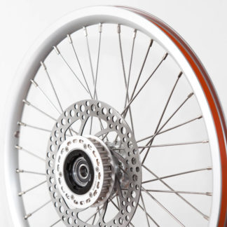 Set 16 inch STRIDA zilver aluminium velgen met remschijven en achtertandwiel (zonder banden) - 448-16-silver-set brakediscs freewheel - wiel - wielen
