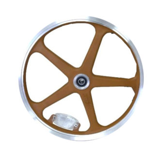 16 inch bruin glasvezel versterkt kunststof spaakwiel velg STRIDA LT voorwiel - 448-16-LT-brown-front - wiel - wielen