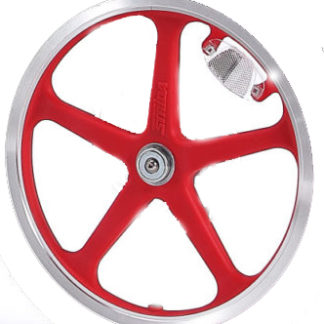 16 inch rode glasvezel versterkt kunststof spaakwiel velg STRIDA LT achterwiel - 16 inch - 448-lt-16-spoke-red-rear - 5 spaken - rood - wiel