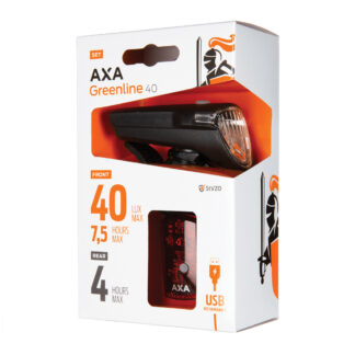 Set: AXA Greenline 40 Lux head and tail light - USB - Black - AXA - Bicycle lamps - LED - led lamp - Lighting - rechargeable - Safety - usb - visibility